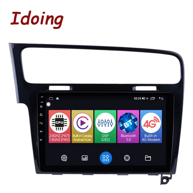 Idoing 2.5D QLED Android Car Radio GPS Multimedia Player For VOLKSWAGEN Golf 7 2013(piano black) 4G+64G Head Unit Plug And Play